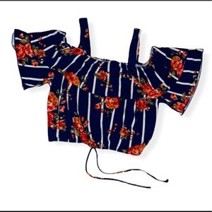 VIBE Sportwear Floral Stripe Crop Top